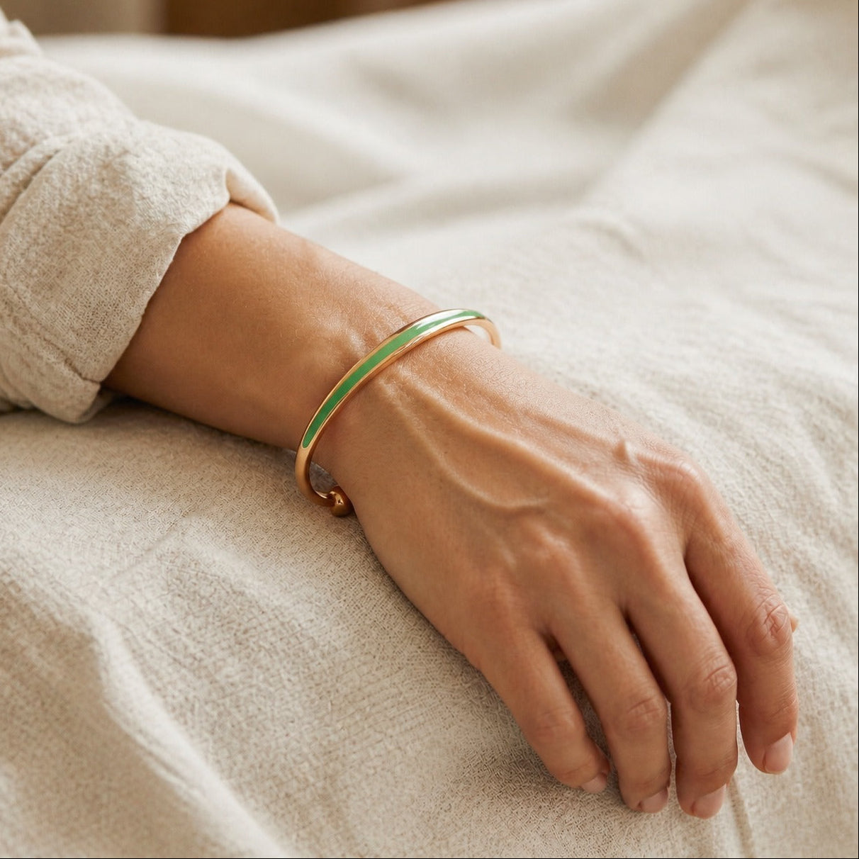 Bracelet en cuivre Jade vert