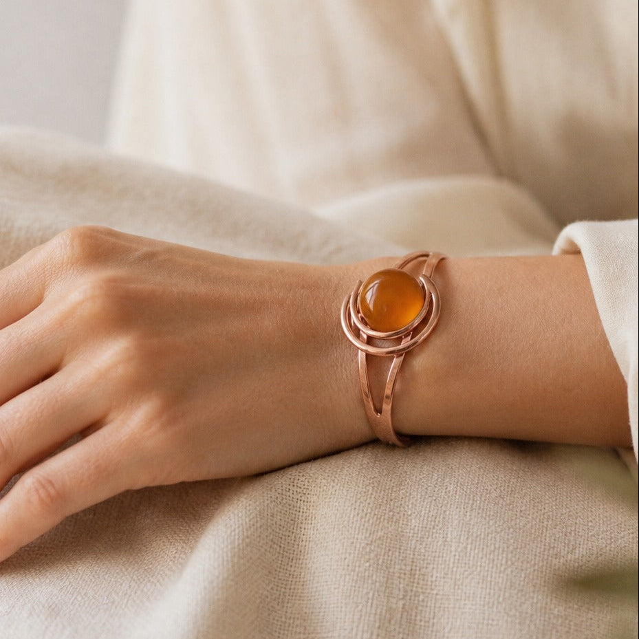 Bracelet en cuivre avec perles de citrine
