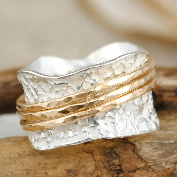 Bague Vintage Spinner Or Argent