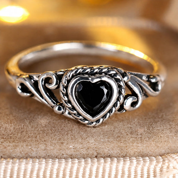 Bague Onyx Cœur Zirconia
