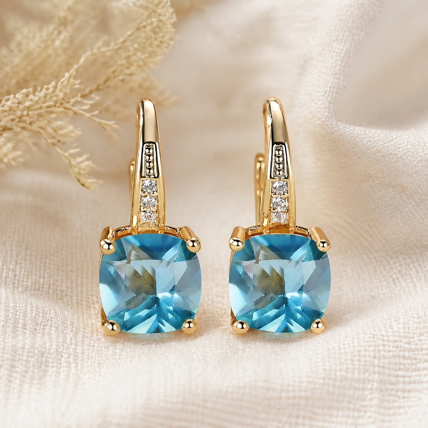 Boucles d'oreilles en pierre de saphir mystérieux