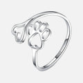 Bague en forme de patte et de cœur faite à la main – ajustable en argent sterling 925