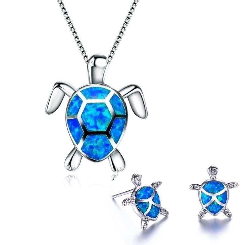 Collier et ensemble de boucles d'oreilles Merikonna en opale et argent