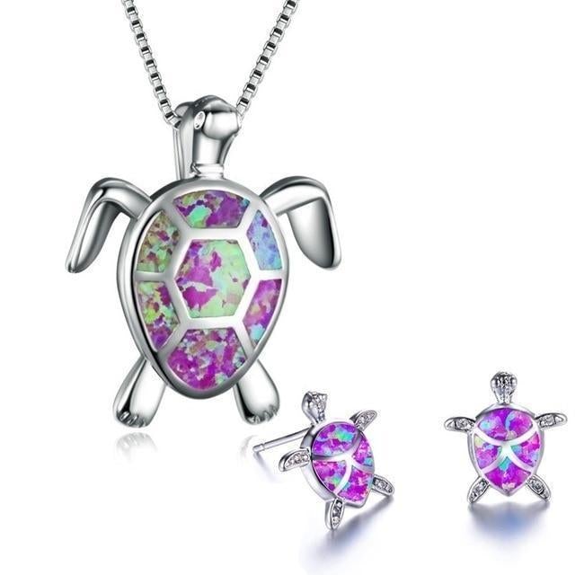 Collier et ensemble de boucles d'oreilles Merikonna en opale et argent