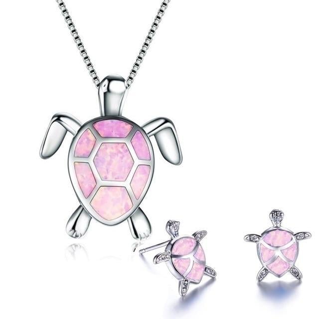 Collier et ensemble de boucles d'oreilles Merikonna en opale et argent