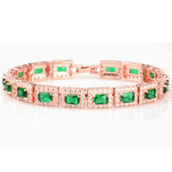 Bracelet doré statement vert émeraude
