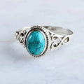 Bague ovale en argent intemporelle turquoise