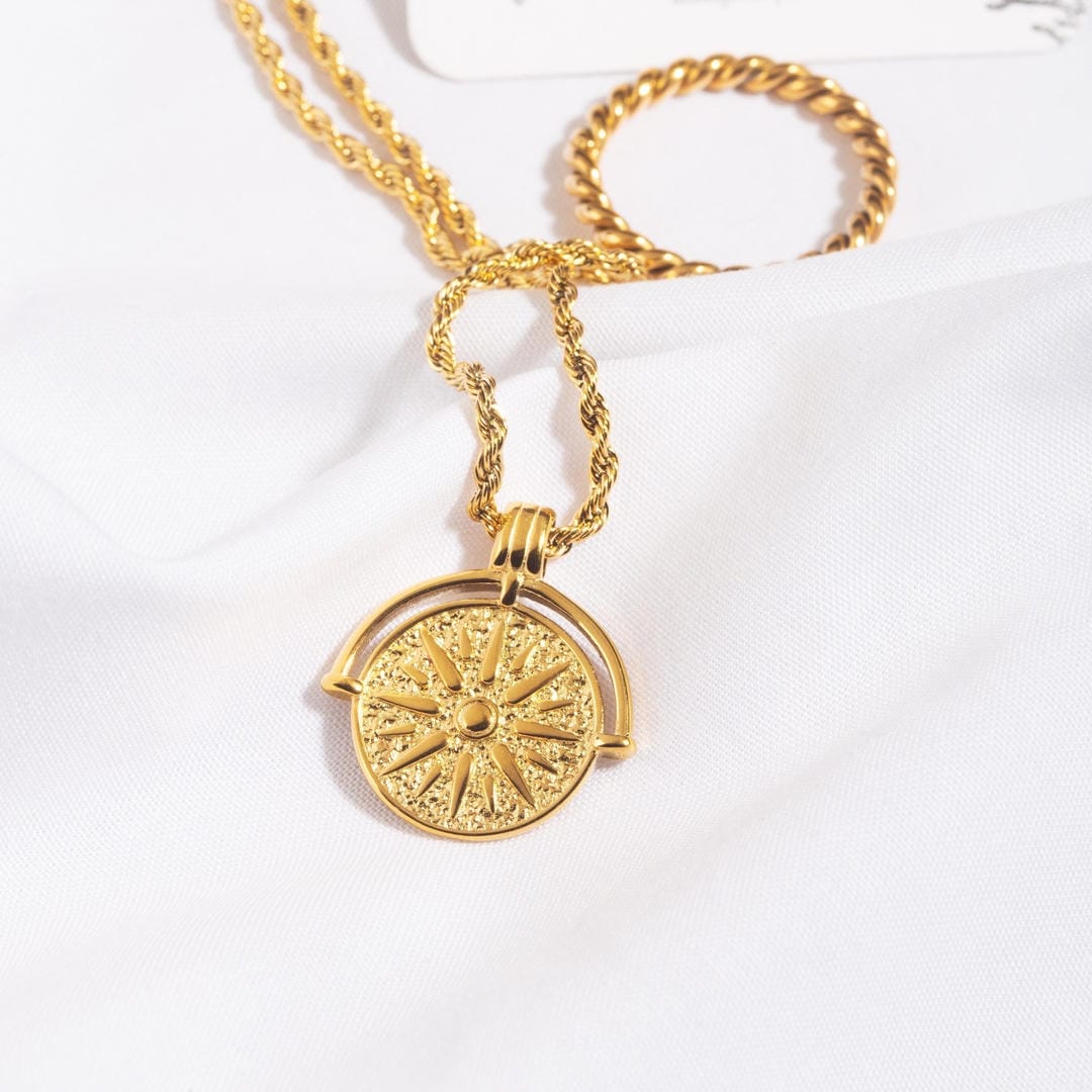 Collier Pendentif Aurinko Argent Or