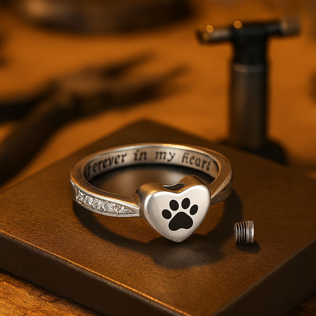 Bague en forme de patte de cœur – bijou commémoratif pour animaux de compagnie