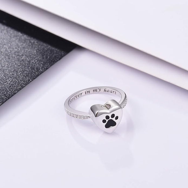 Bague en forme de patte de cœur – bijou commémoratif pour animaux de compagnie